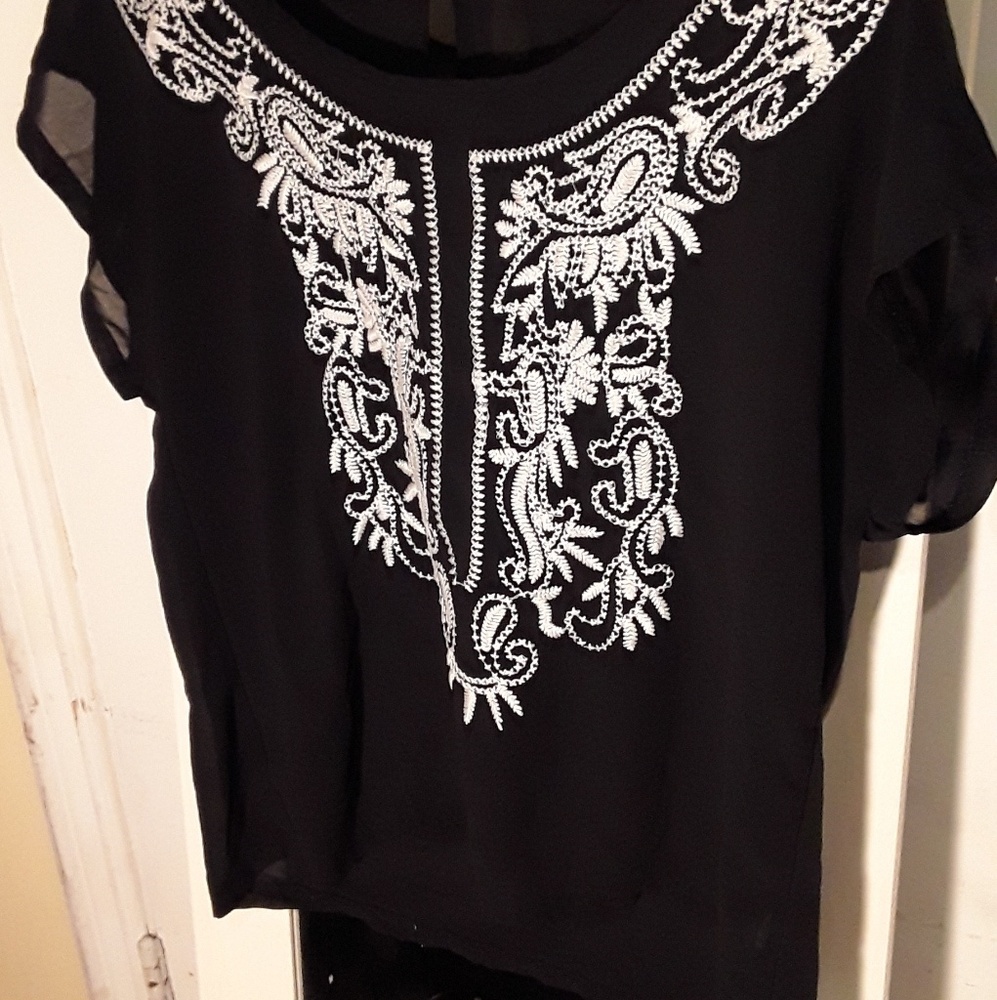 Beautifully embroidered Black Poly Shirt